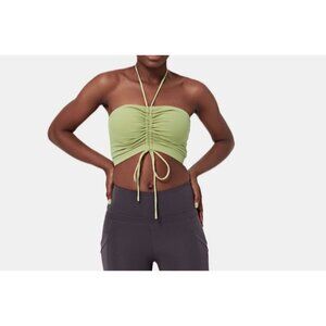 Halara Medium Support Halter Drawstring Ruched Workout Sports Bra NEW WTITH TAGS